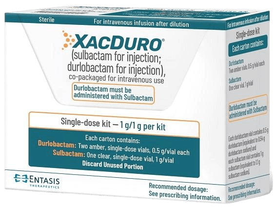新型组合药物Xacduro(SUL-DUR)获FDA批准上市，用于治疗细菌性肺炎和呼吸机相关性细菌性肺炎