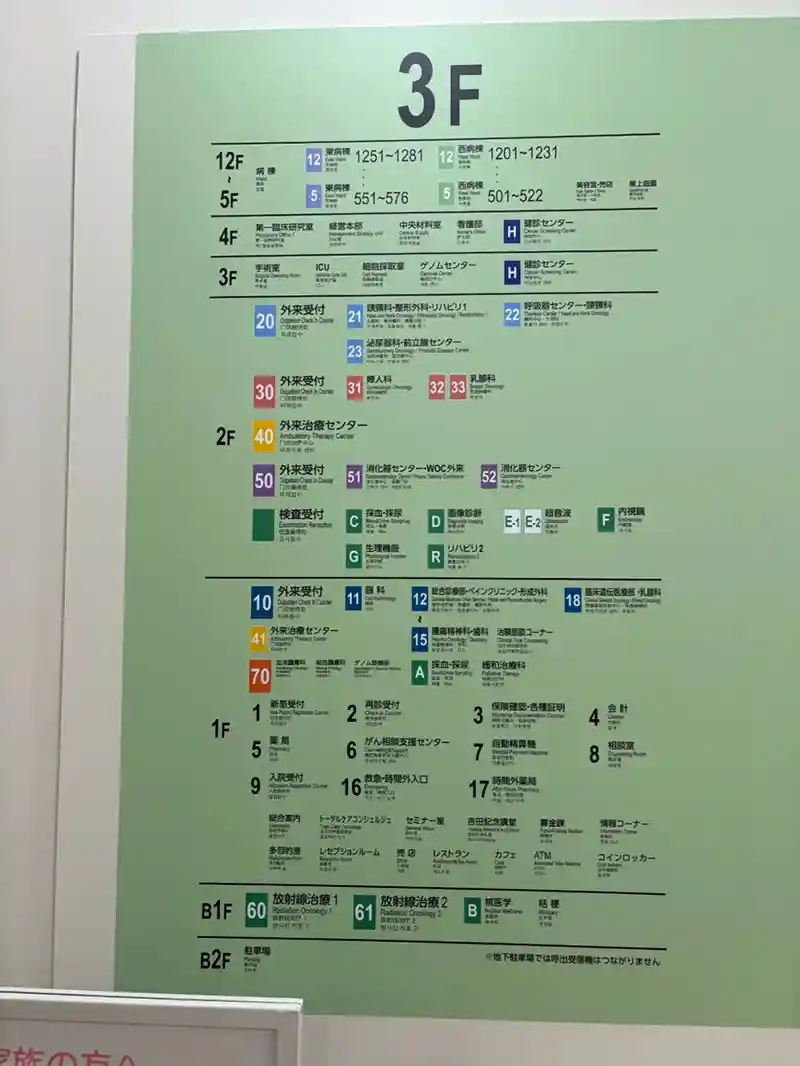 癌研有明医院楼层分布 癌研有明医院楼层分布